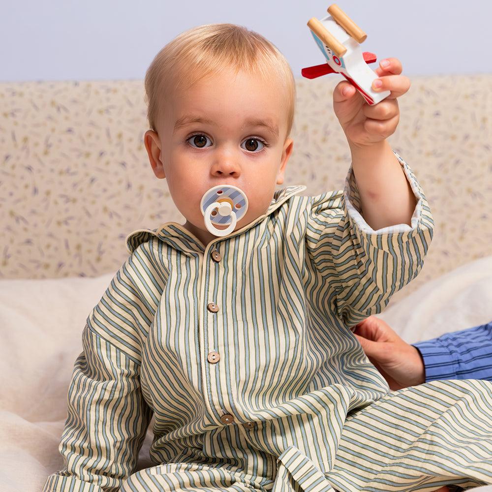 מוצץ - פסים עבים - שנהב דאסטי בלו Bibs Studio Colour