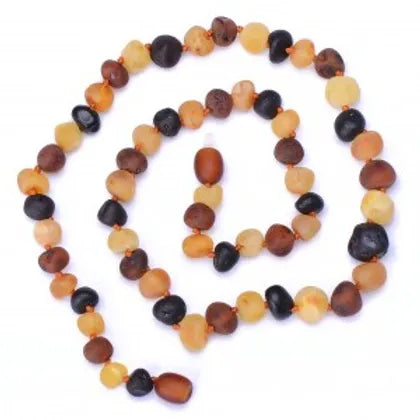 שרשרת ענבר בלטי - לתינוק - צבעוני מט