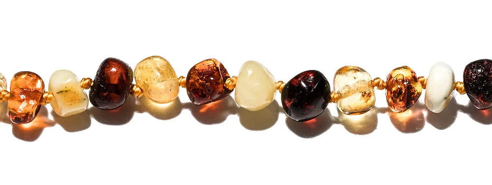 שרשרת ענבר בלטי - לתינוק - צבעוני מבריק