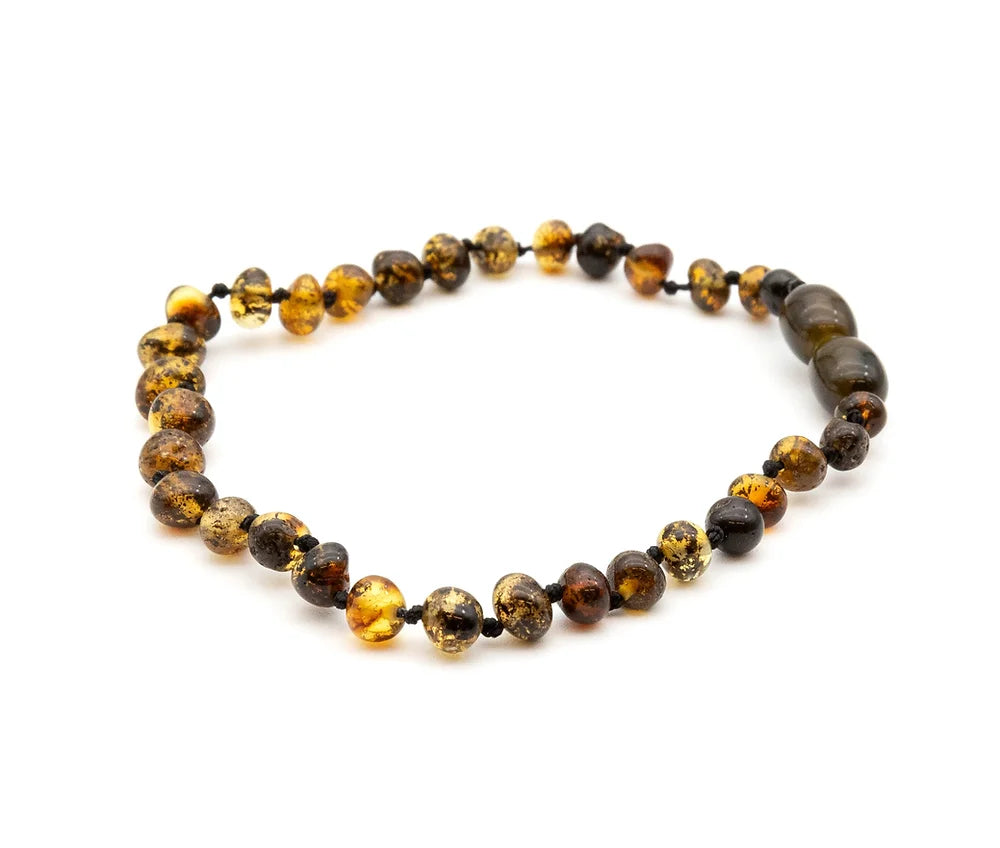 צמיד ענבר בלטי - ירוק כהה מבריק