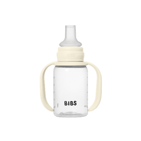 בקבוק סיפי פלסטיק עם פטמת סיליקון - שנהב Bibs