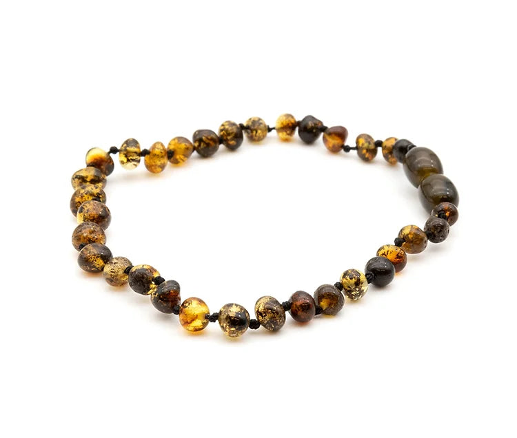 צמיד ענבר בלטי - ירוק כהה מבריק