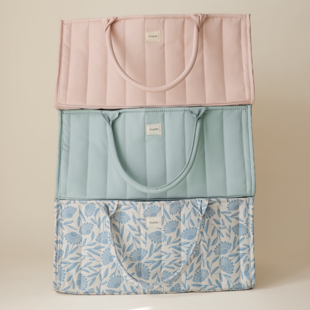 סל החתלה נייד - פרחים כחולים