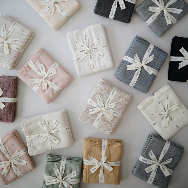 שמיכה סרוגה - נקודות בלאש