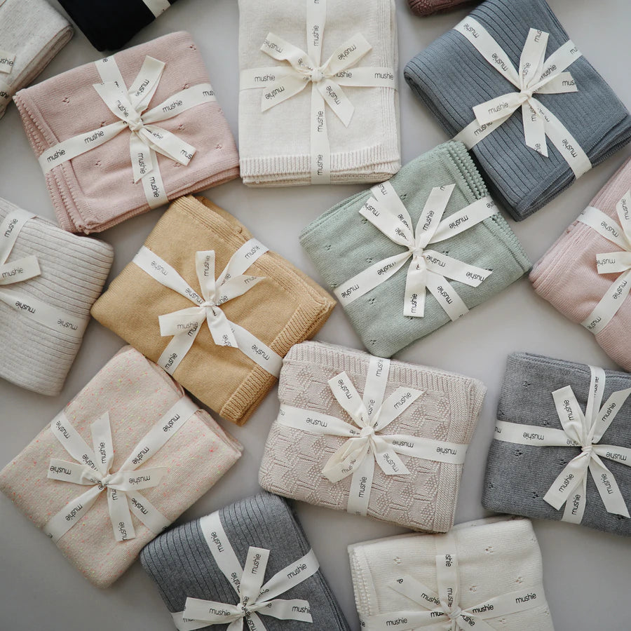 שמיכה סרוגה - דבש בז'