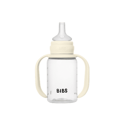 בקבוק סיפי פלסטיק עם פטמת סיליקון - שנהב Bibs