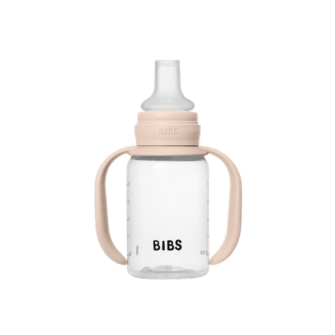 בקבוק סיפי פלסטיק עם פטמת סיליקון - סומק Bibs