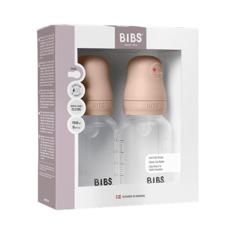 זוג בקבוקי פלסטיק עם פטמת סיליקון - סומק Bibs