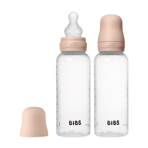 זוג בקבוקי פלסטיק עם פטמת סיליקון - סומק Bibs