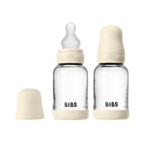 זוג בקבוקי פלסטיק עם פטמת סיליקון - שנהב Bibs