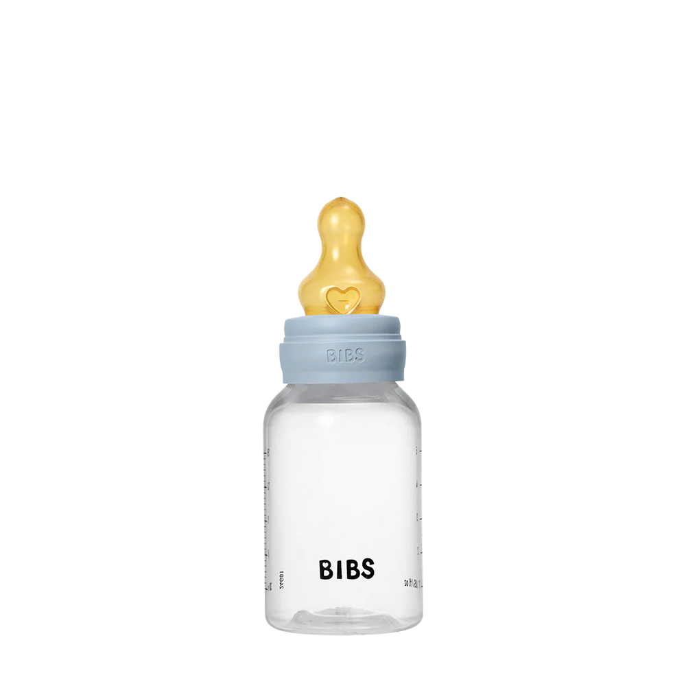 בקבוק פלסטיק עם פטמת גומי - בלו Bibs