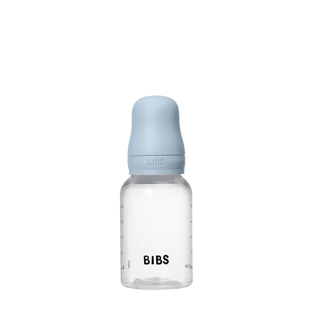 בקבוק פלסטיק עם פטמת גומי - בלו Bibs